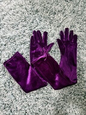 Purple Velvet Opera Gloves - Women's Evening Gloves